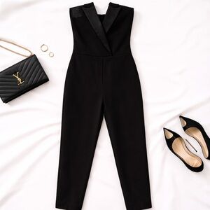 Aidan Mattox Tuxedo Jumpsuit Black Strapless Size 6 NWT